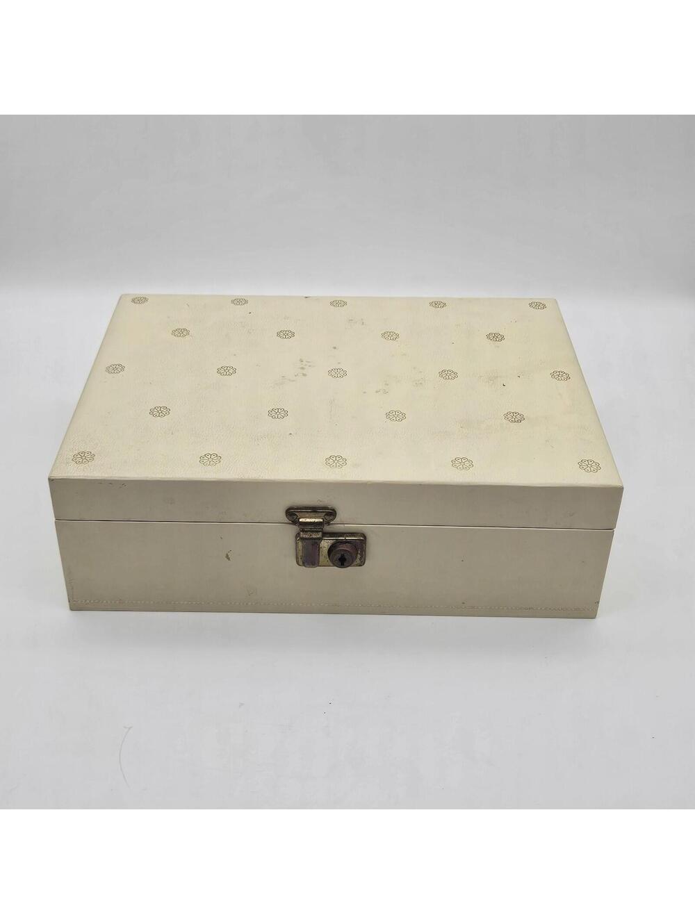 MCM VTG Mele Jewelry Box with Red Velvet & Satin Lining Faux Leather 8 x 11 inch